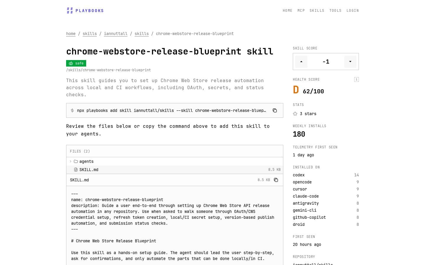 chrome-webstore-release-blueprint skill by iannuttall/skills