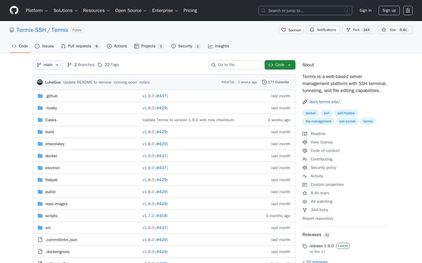 GitHub - Termix-SSH/Termix: Termix is a web-based server management platform with SSH terminal, tunneling, and file editing capabilities.