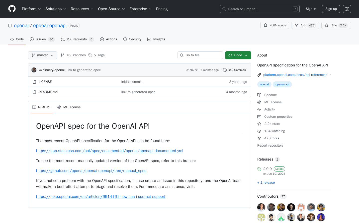 GitHub - openai/openai-openapi: OpenAPI specification for the OpenAI API