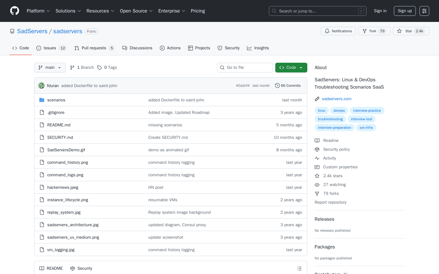 GitHub - SadServers/sadservers: Linux & DevOps Troubleshooting Scenarios SaaS