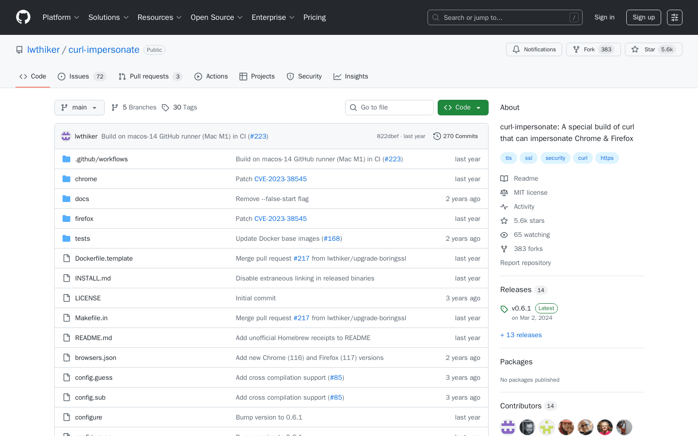GitHub - lwthiker/curl-impersonate: curl-impersonate: A special build of curl that can impersonate Chrome & Firefox