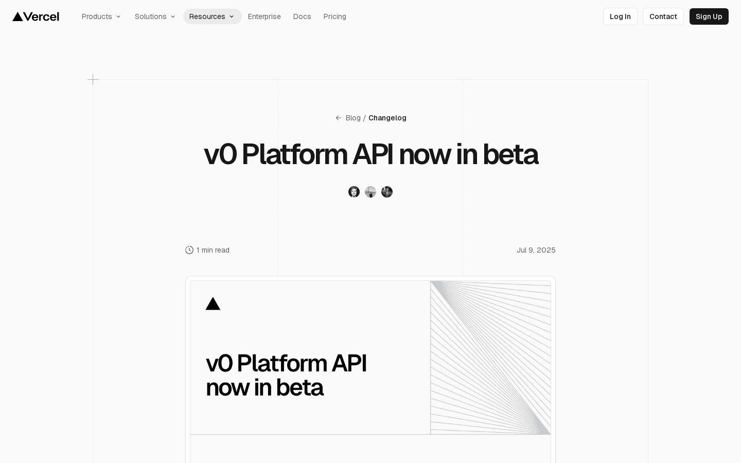 v0 Platform API now in beta - Vercel