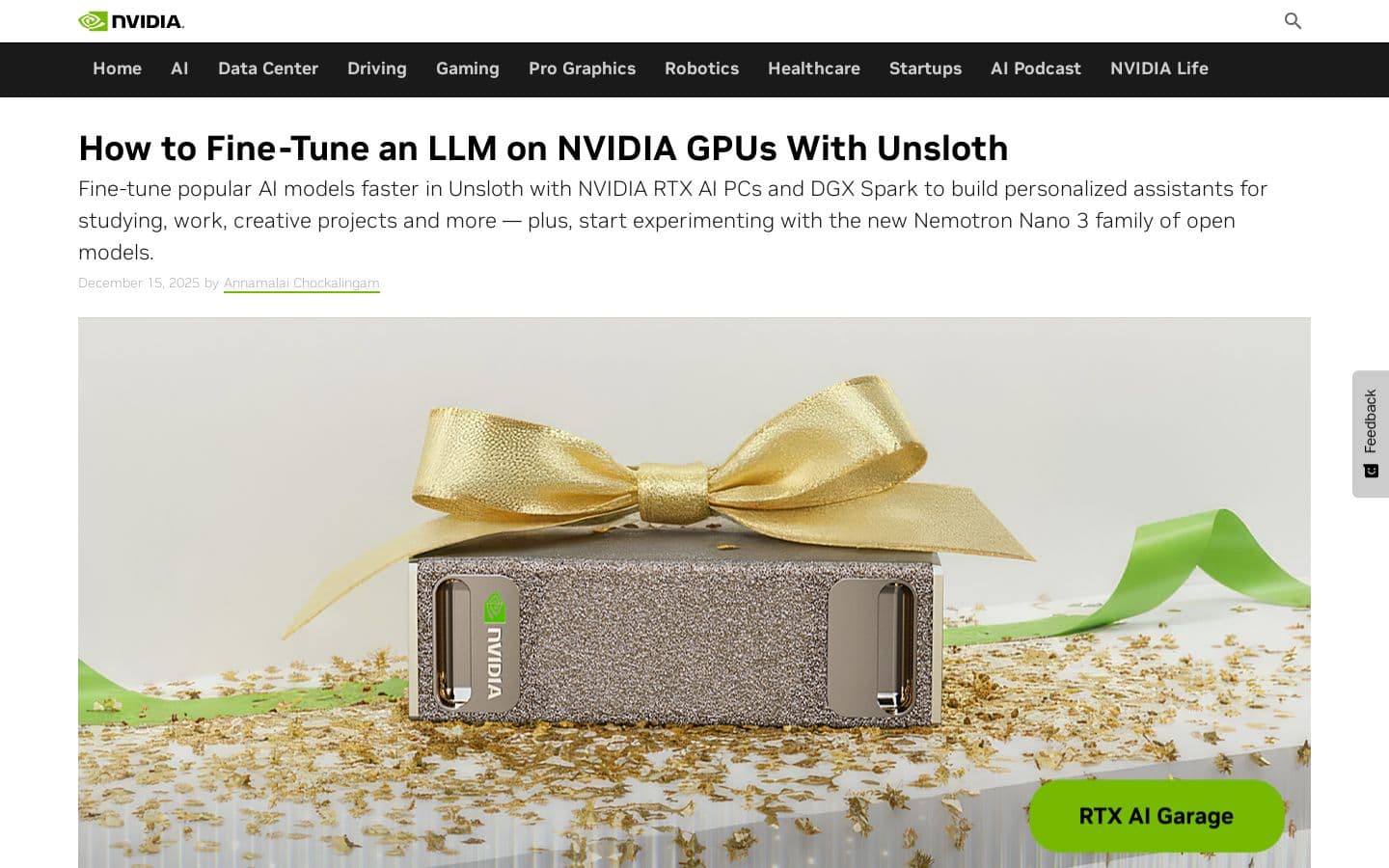 How to Fine-Tune an LLM on NVIDIA GPUs With Unsloth