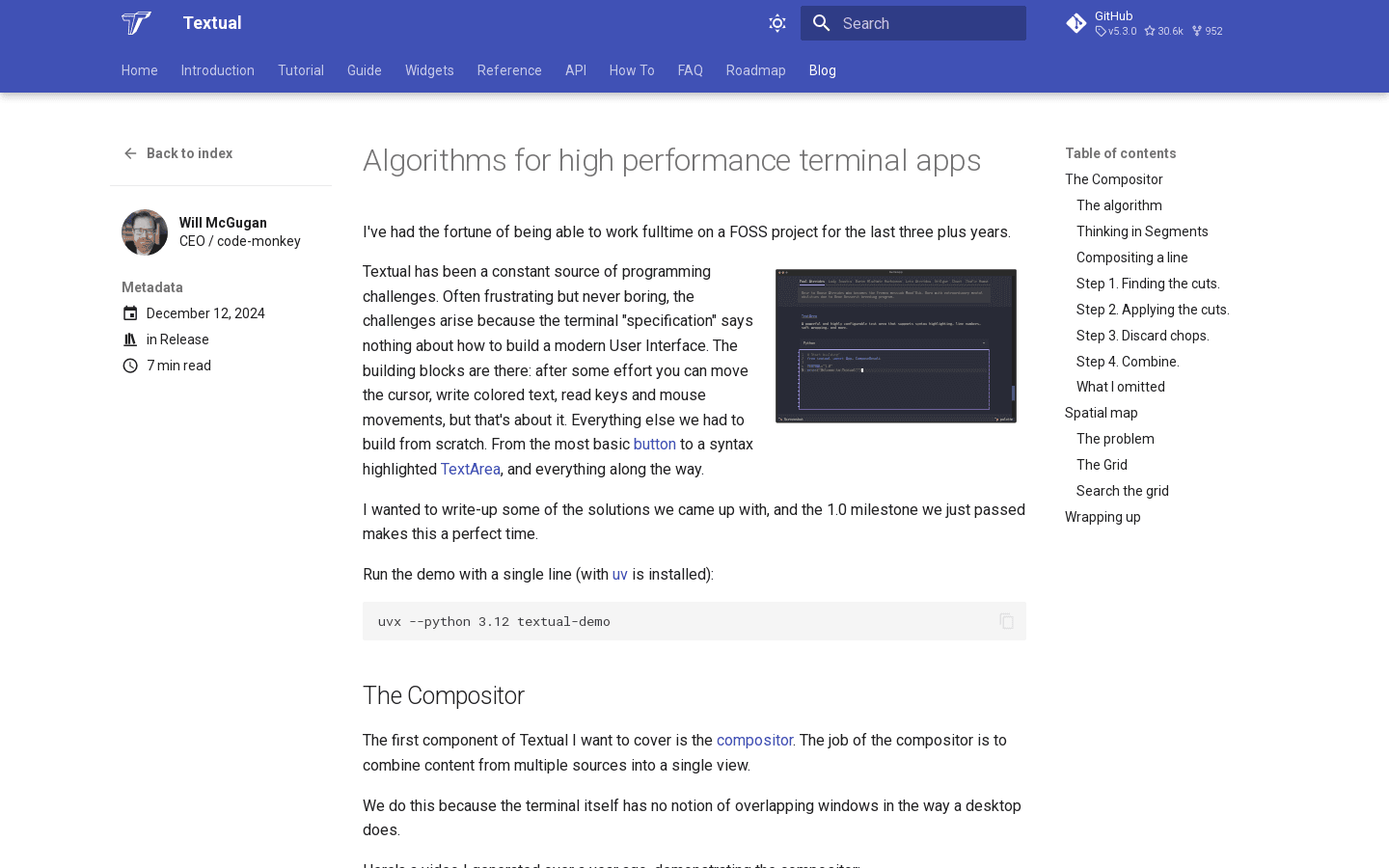 Textual - Algorithms for high performance terminal apps