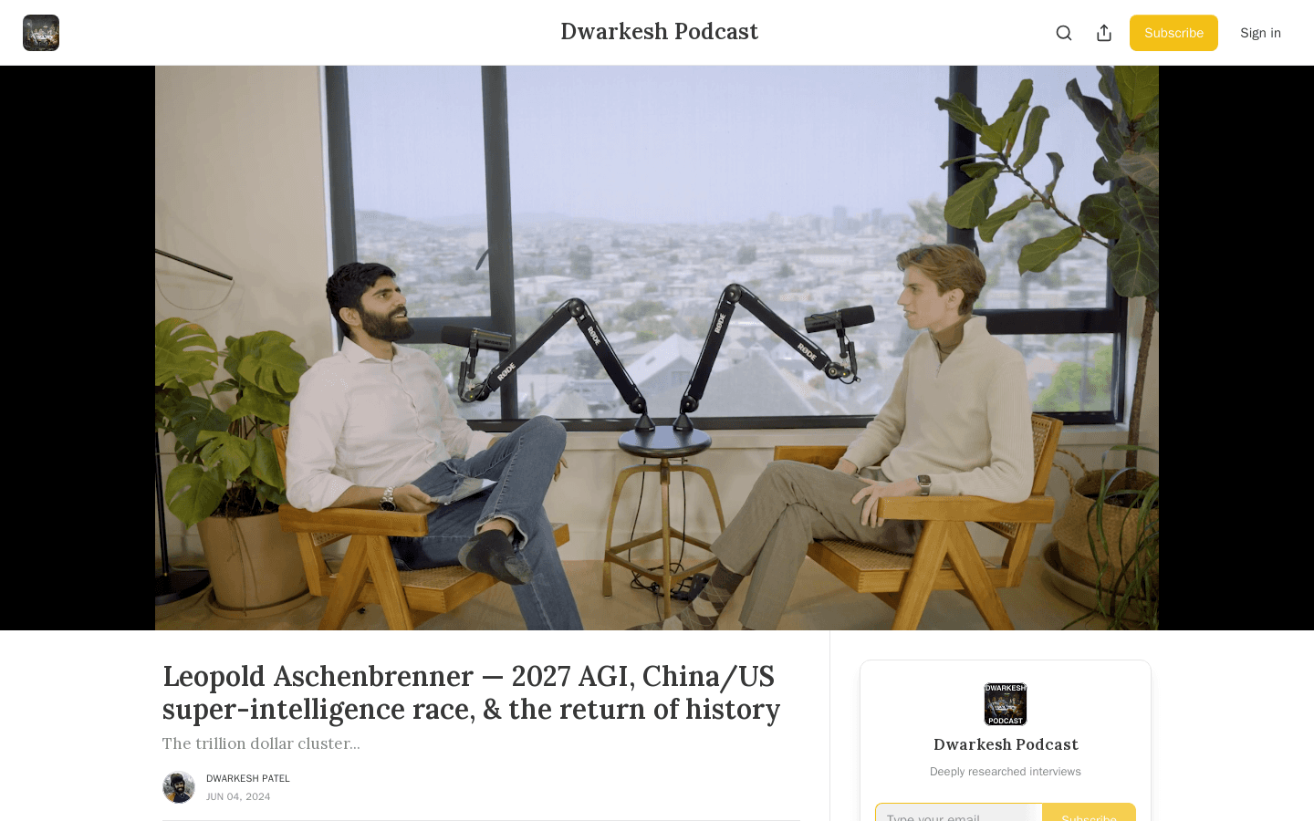 Leopold Aschenbrenner — 2027 AGI, China/US super-intelligence race, & the return of history