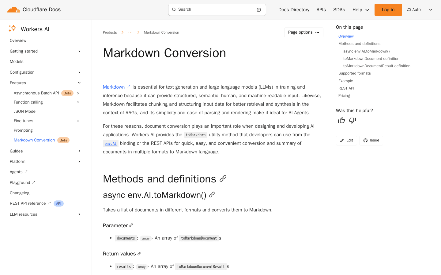 Markdown Conversion · Cloudflare Workers AI docs