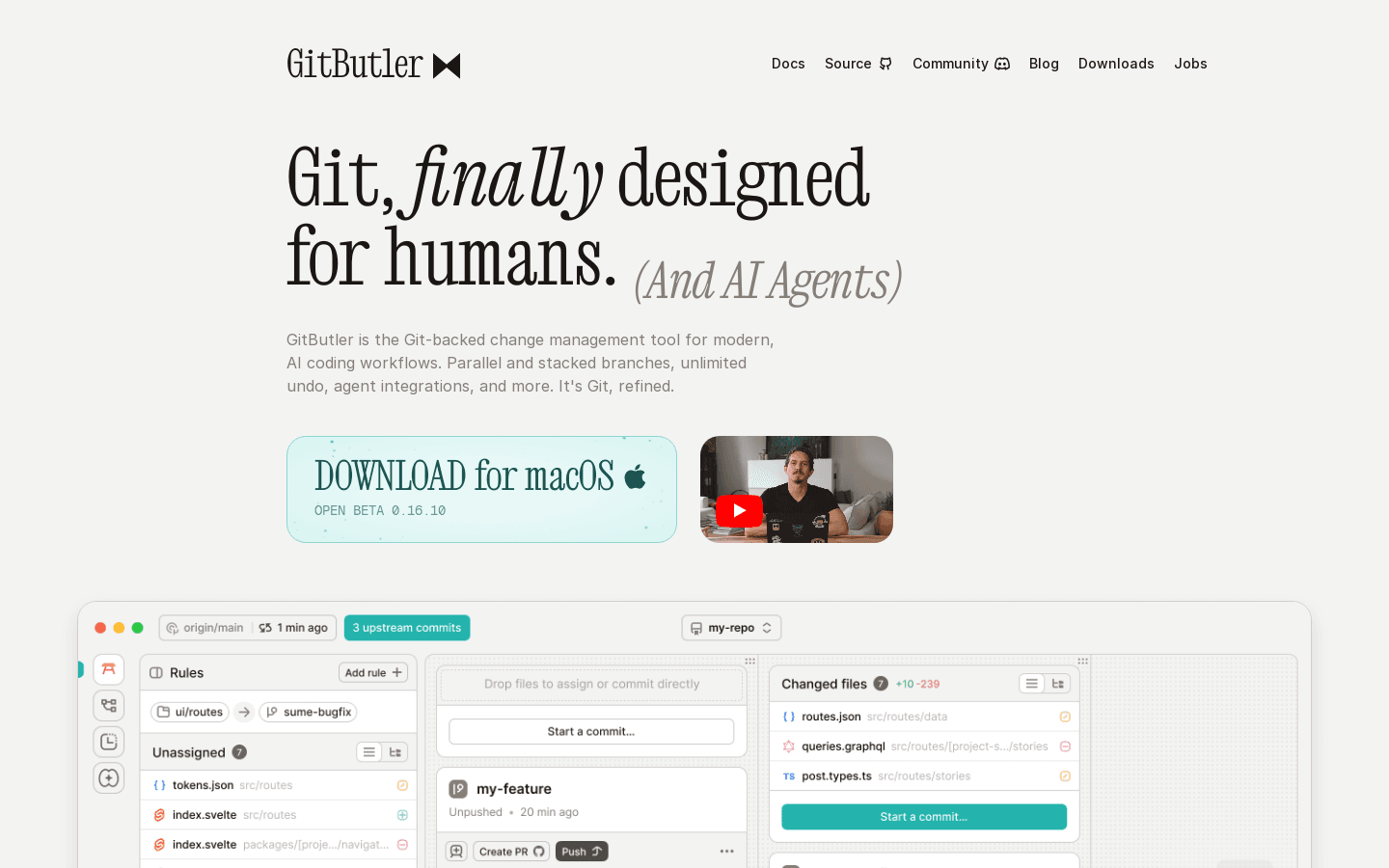 GitButler - macOS git client for advanced version control and AI