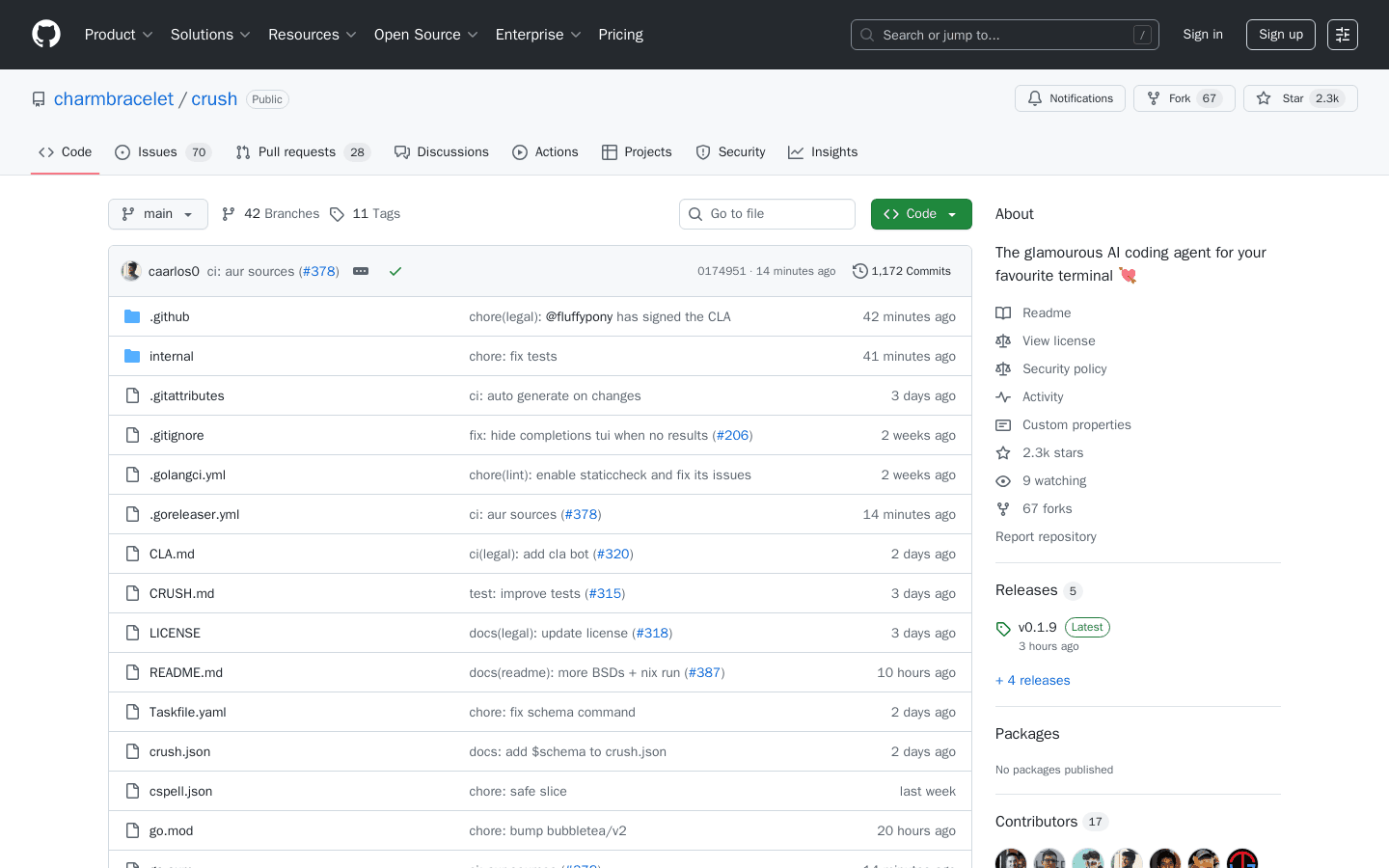 GitHub - charmbracelet/crush: The glamourous AI coding agent for your favourite terminal 💘