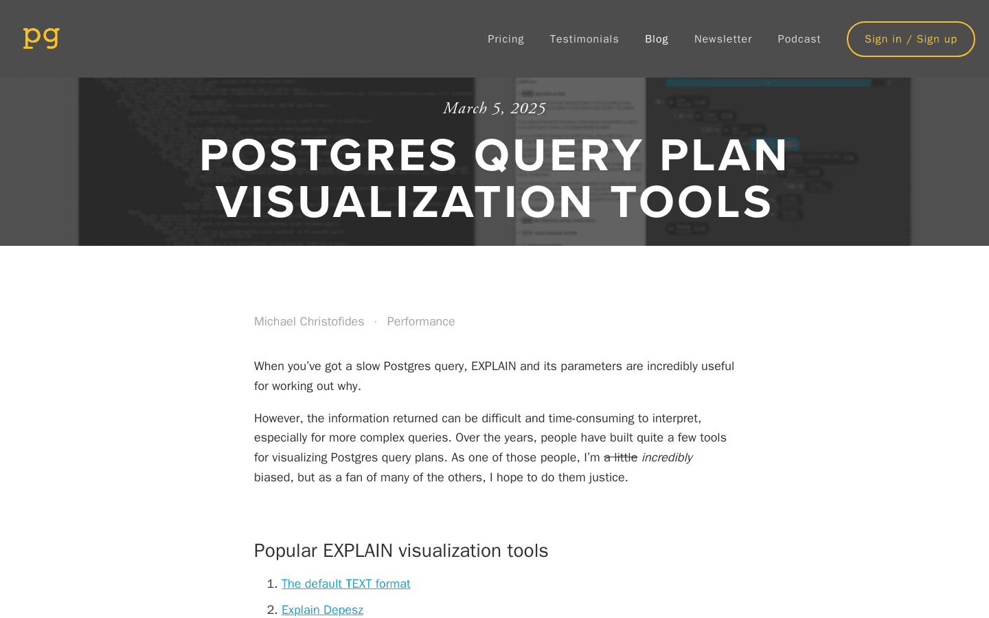 Postgres query plan visualization tools - pgMustard
