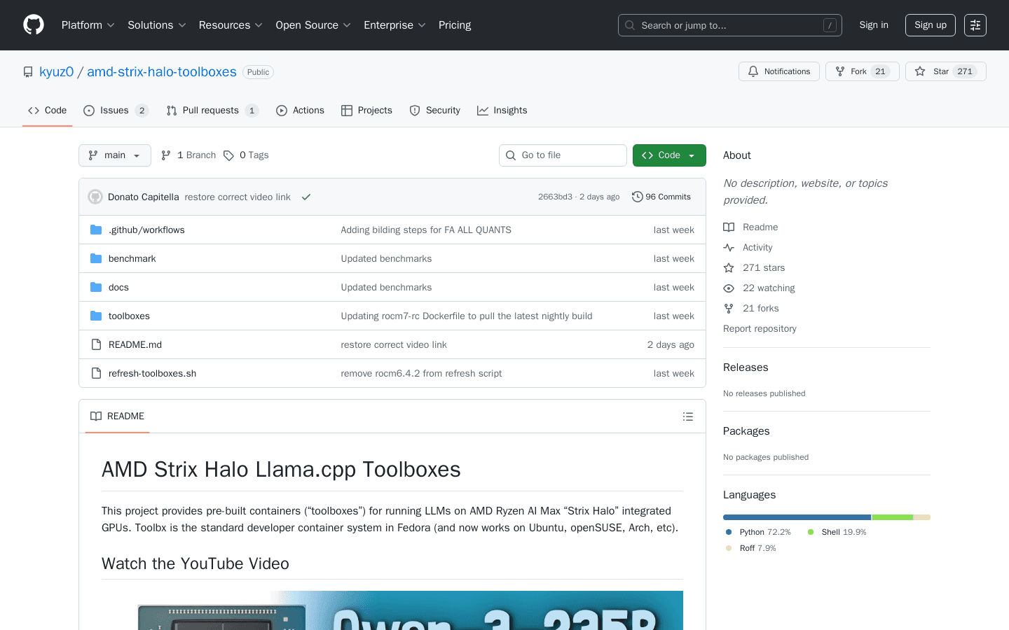 GitHub - kyuz0/amd-strix-halo-toolboxes