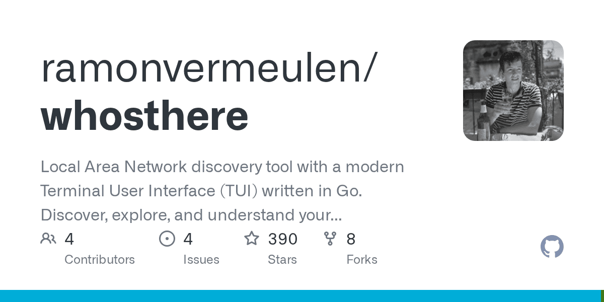 GitHub - ramonvermeulen/whosthere: Local Area Network discovery tool with a modern Terminal User Interface (TUI) written in Go. Discover, explore, and understand your LAN in an intuitive way. Knock Knock.. who’s there? 🚪