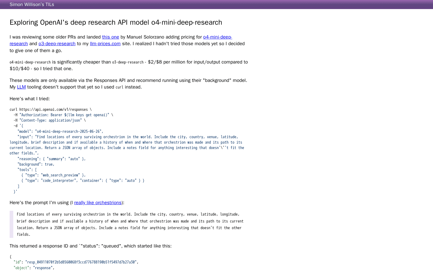 Exploring OpenAI’s deep research API model o4-mini-deep-research