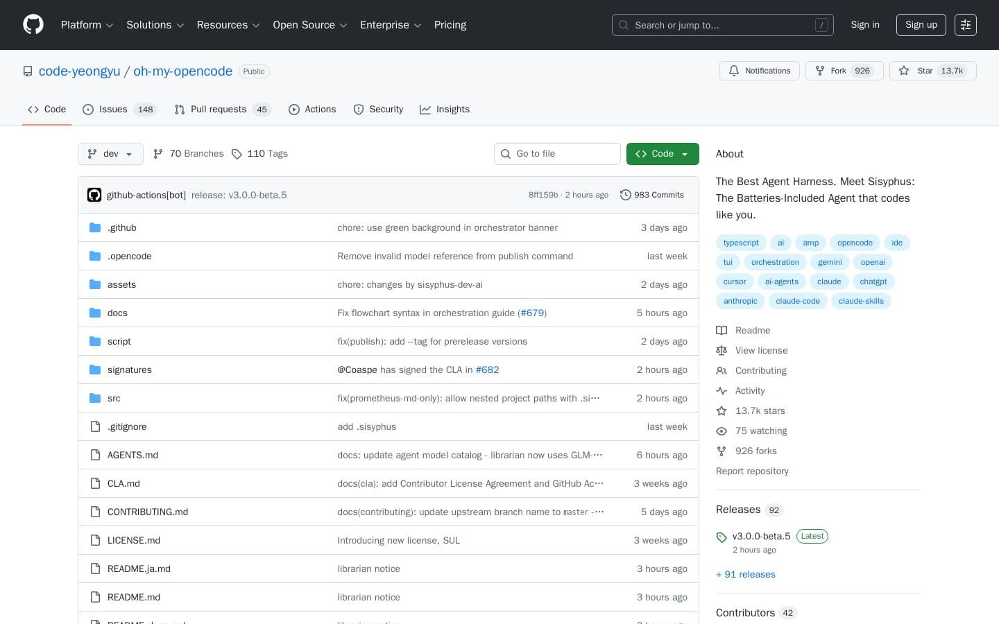 GitHub - code-yeongyu/oh-my-opencode: The Best Agent Harness. Meet Sisyphus: The Batteries-Included Agent that codes like you.