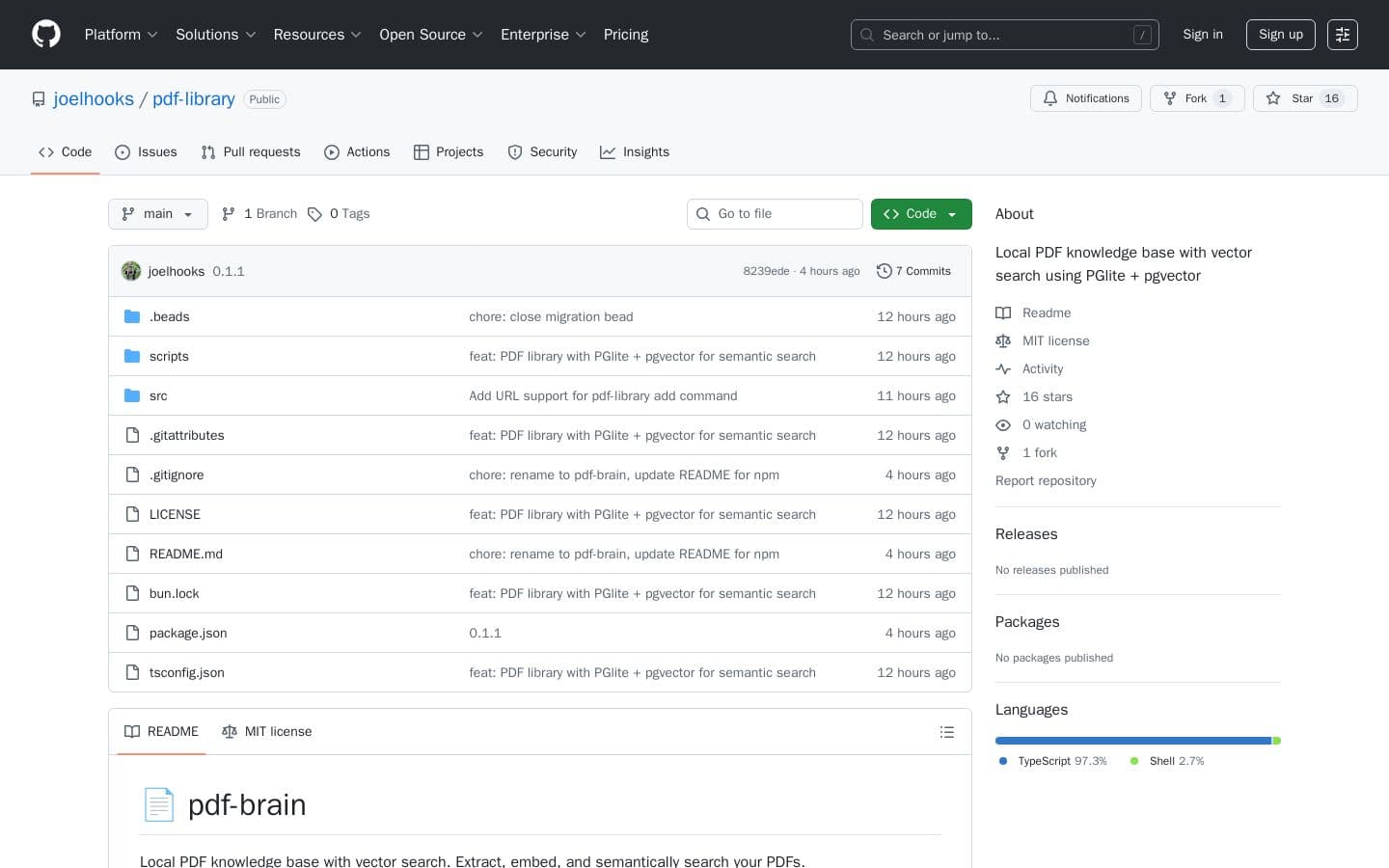 GitHub - joelhooks/pdf-library: Local PDF knowledge base with vector search using PGlite + pgvector