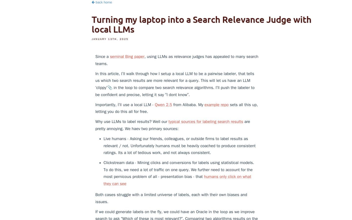 Turning my laptop into a Search Relevance Judge with local LLMs