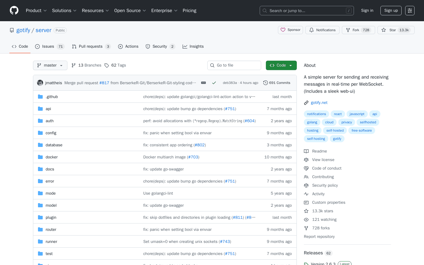 GitHub - gotify/server: A simple server for sending and receiving messages in real-time per WebSocket. (Includes a sleek web-ui)