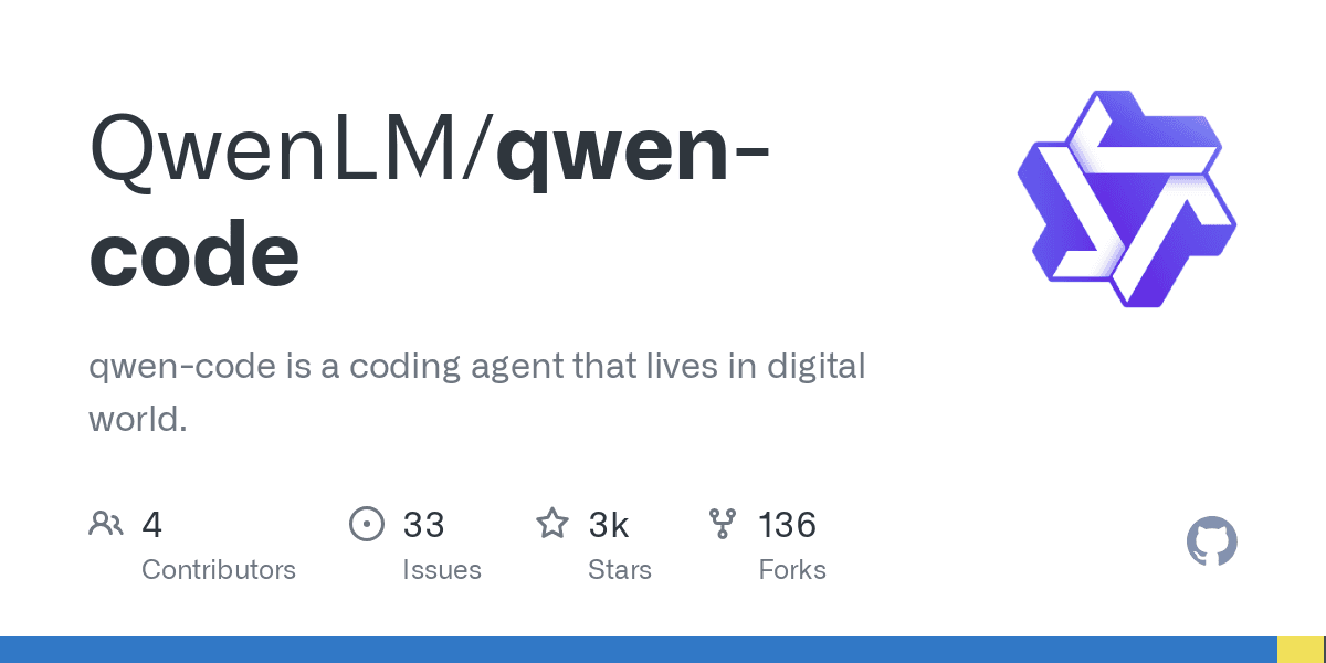 GitHub - QwenLM/qwen-code: qwen-code is a coding agent that lives in digital world.