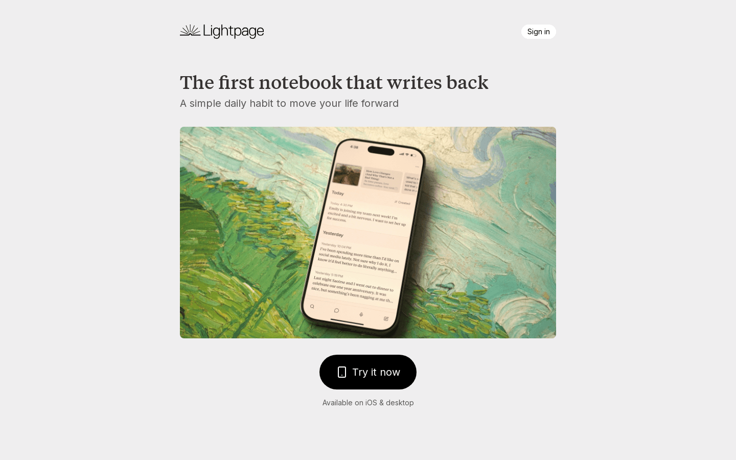 Lightpage - A note taking app that ‘writes back’ for better memory and reflection