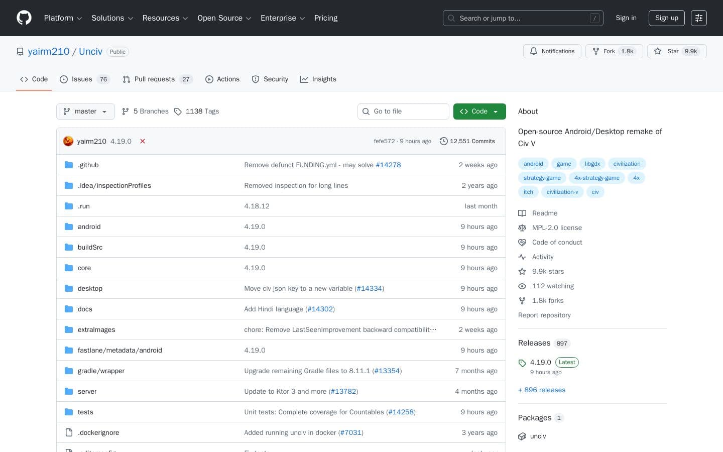 GitHub - yairm210/Unciv: Open-source Android/Desktop remake of Civ V
