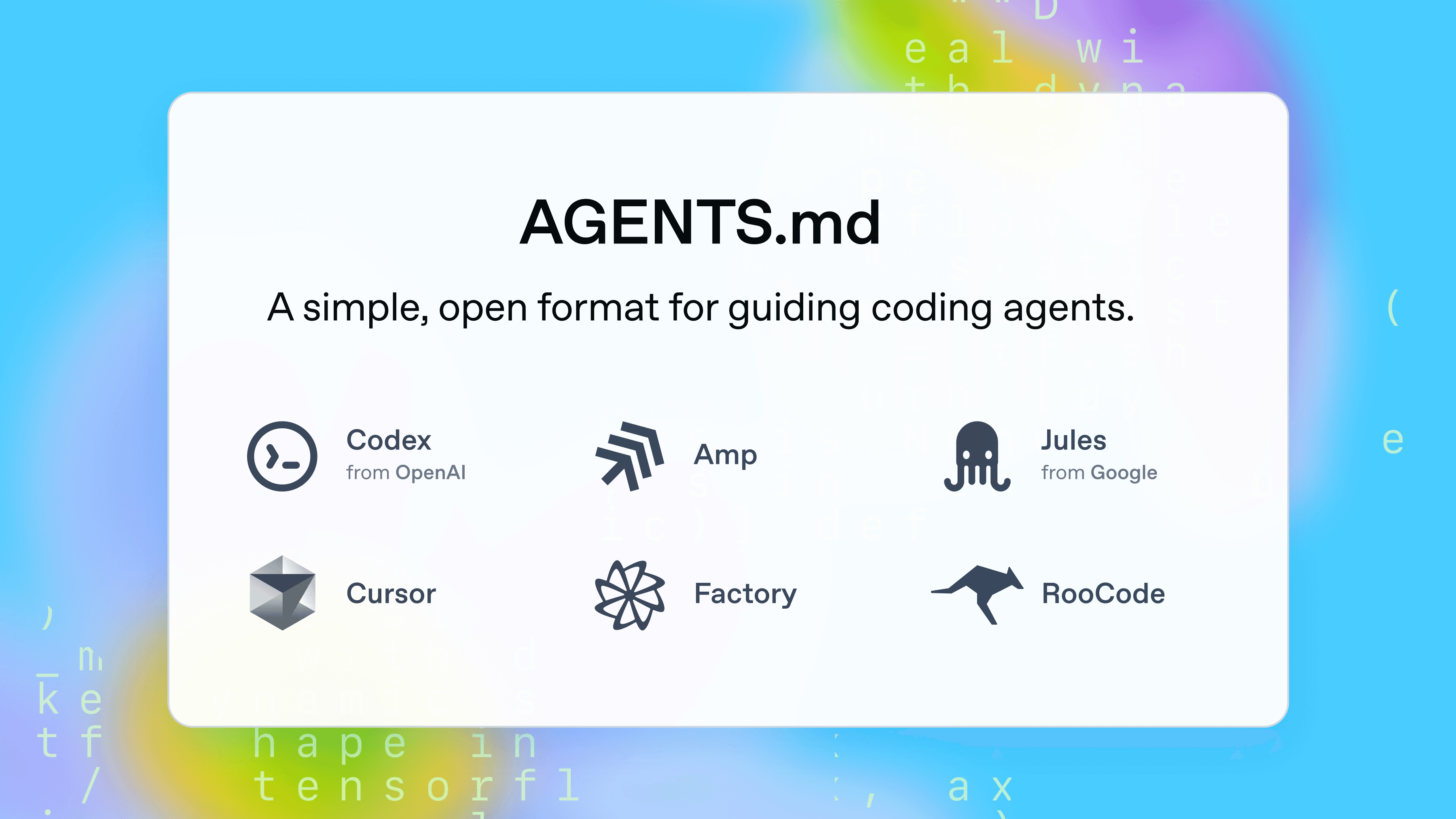 AGENTS.md - the new standard filename across LLM code tooling providers for agent guidance