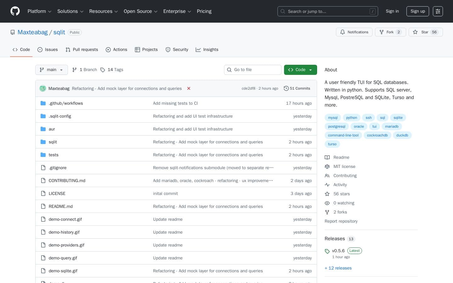 GitHub - Maxteabag/sqlit: A user friendly TUI for SQL databases. Written in python. Supports SQL server, Mysql, PostreSQL and SQLite, Turso and more.