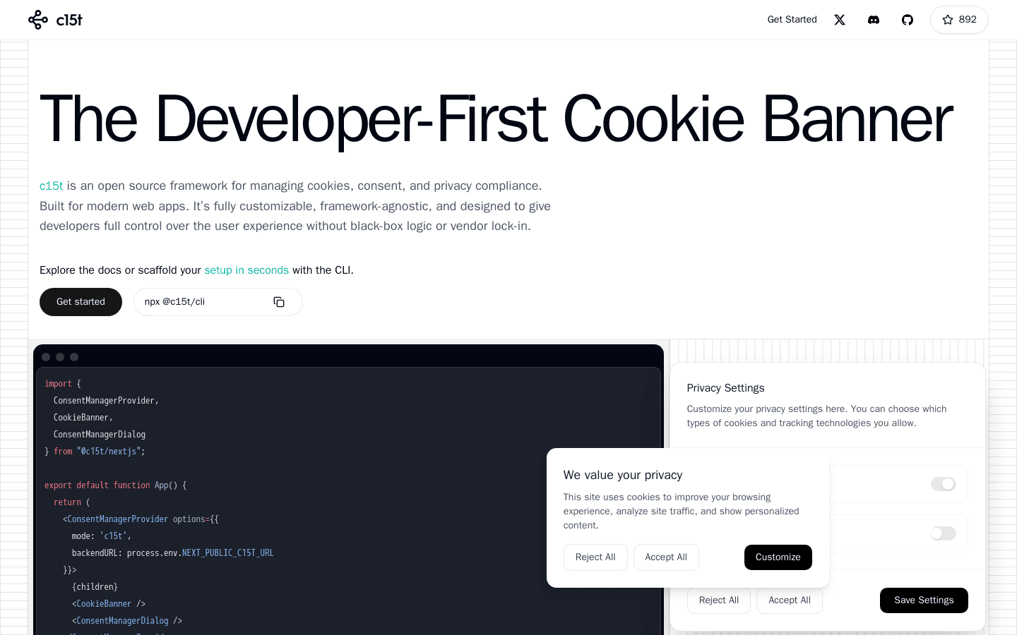 The Developer-First Cookie Banner