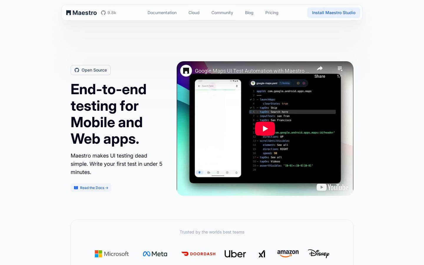 Maestro, End-to-End UI Testing for Mobile and Web