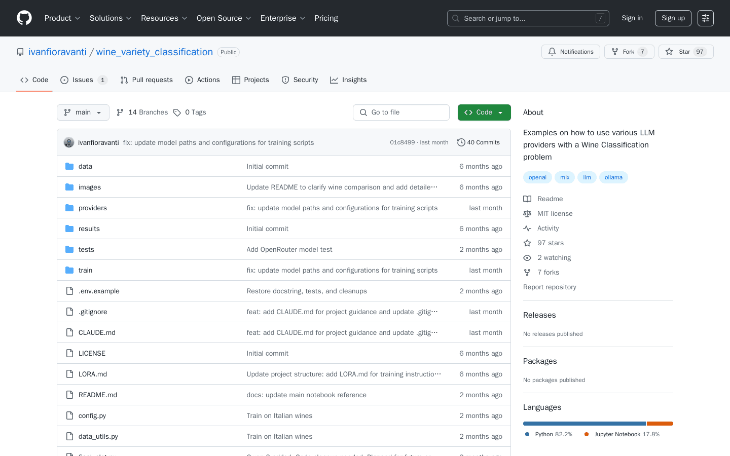 GitHub - ivanfioravanti/wine_variety_classification: Examples on how to use various LLM providers with a Wine Classification problem