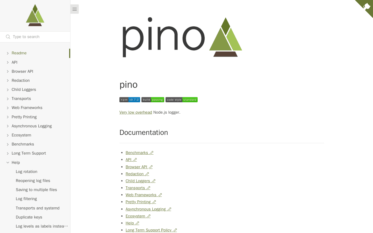 Pino - JSON logger for Node.js
