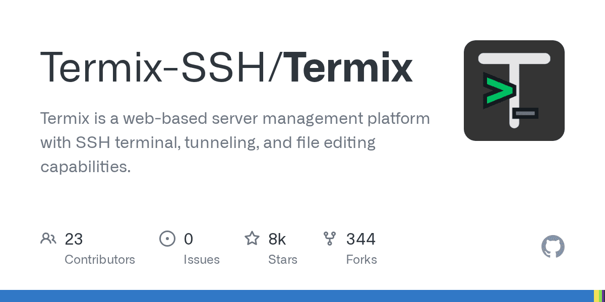 GitHub - Termix-SSH/Termix: Termix is a web-based server management platform with SSH terminal, tunneling, and file editing capabilities.