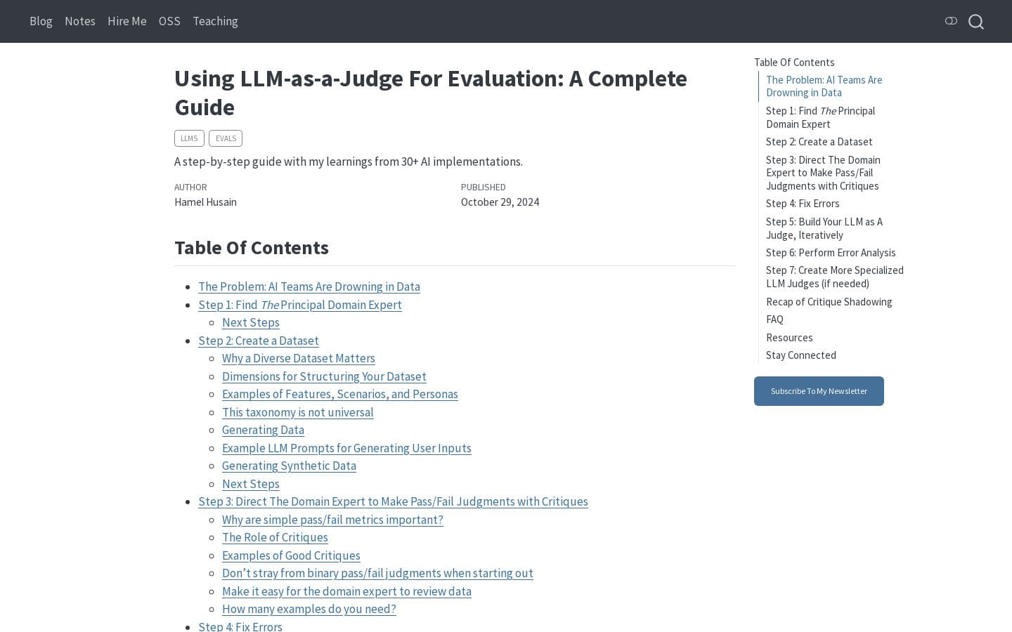 Using LLM-as-a-Judge For Evaluation: A Complete Guide – Hamel's Blog - Hamel Husain