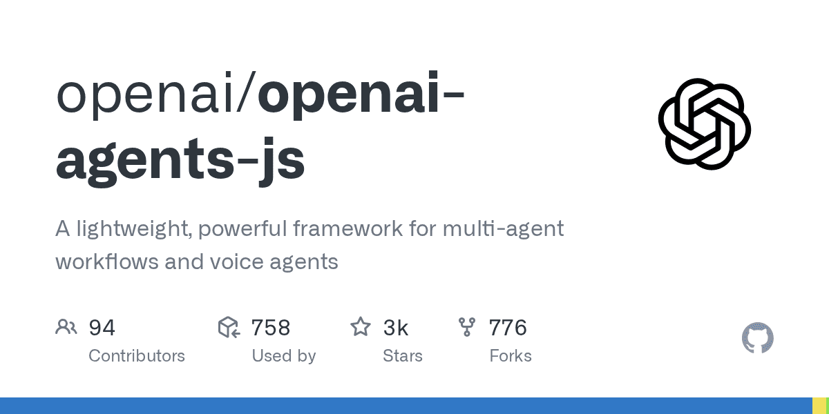 GitHub - openai/openai-agents-js: A lightweight, powerful framework for multi-agent workflows and voice agents
