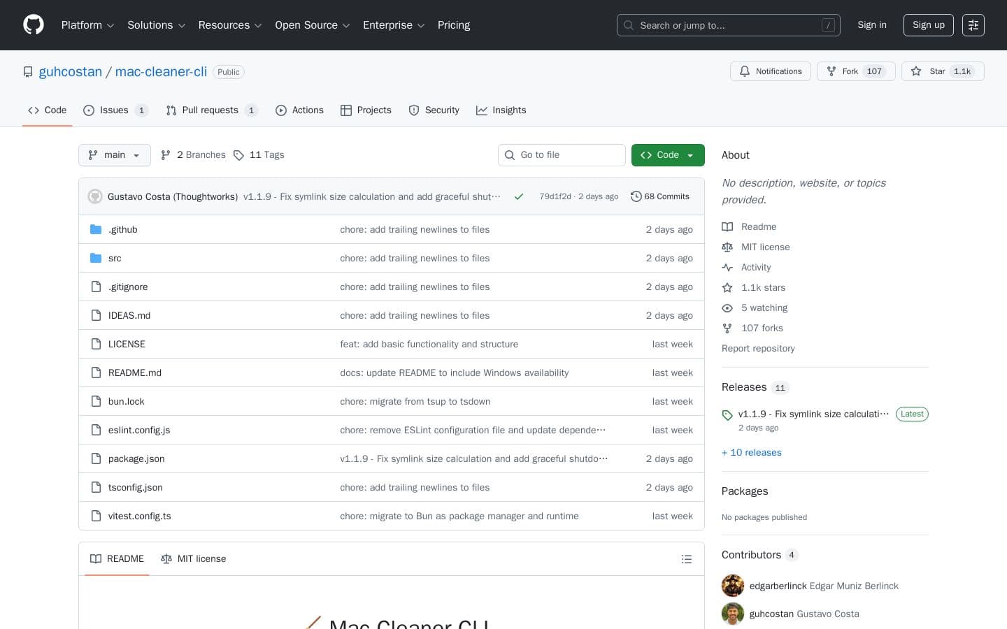 GitHub - guhcostan/mac-cleaner-cli Command Line Alternative to CleanMyMac