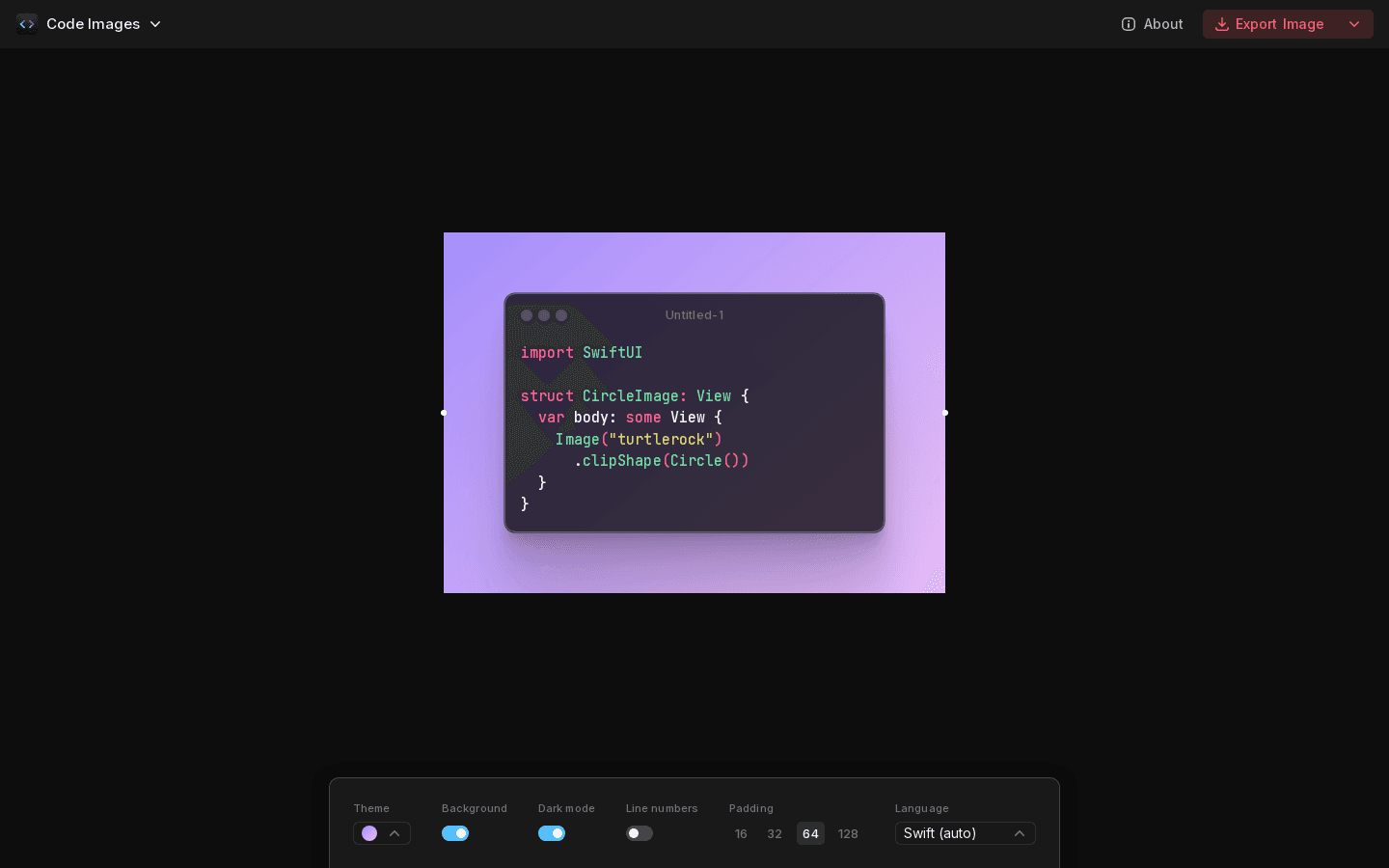 Create beautiful images of your code