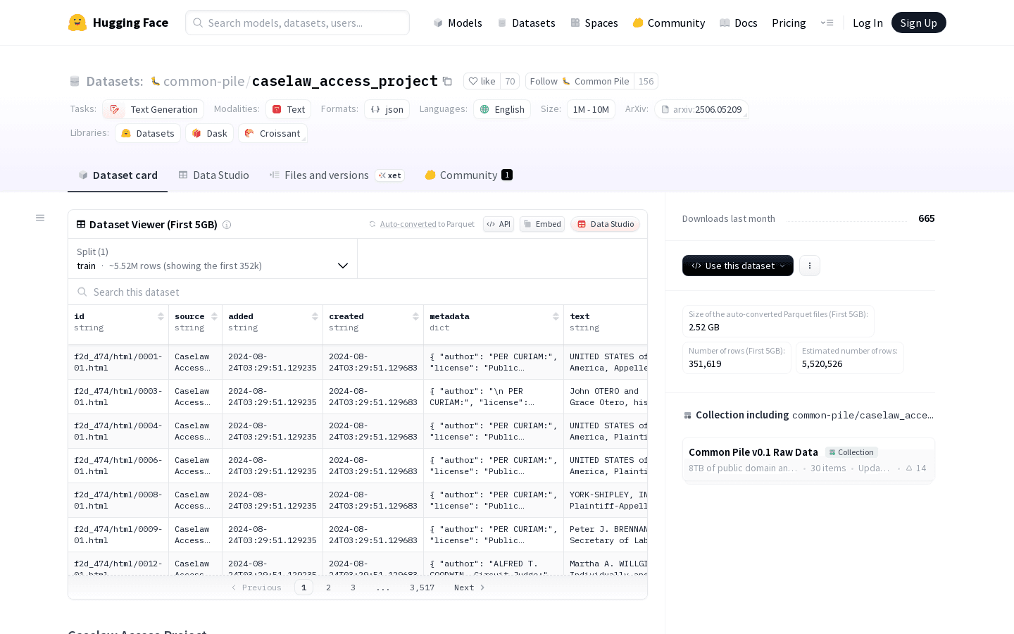 common-pile/caselaw_access_project · Datasets at Hugging Face