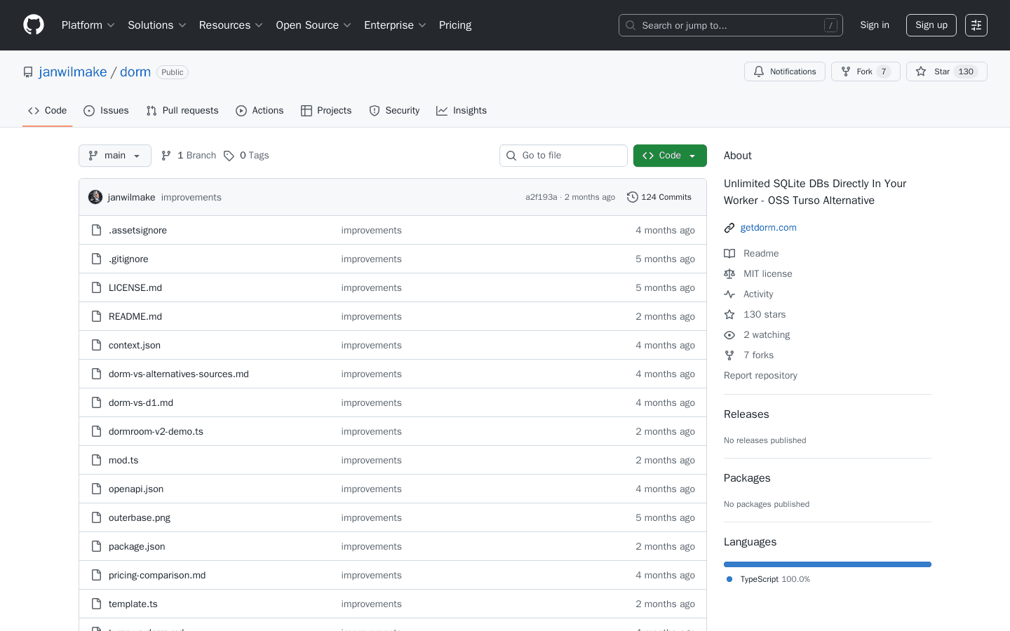 GitHub - janwilmake/dorm: Unlimited SQLite DBs Directly In Your Worker - OSS Turso Alternative