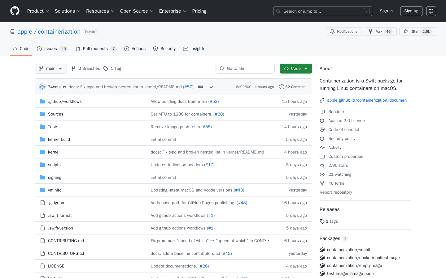 GitHub - apple/containerization: Containerization is a Swift package for running Linux containers on macOS.