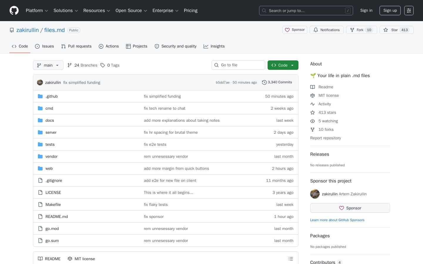 Preview of GitHub - zakirullin/files.md: 🌱 Your life in plain .md files