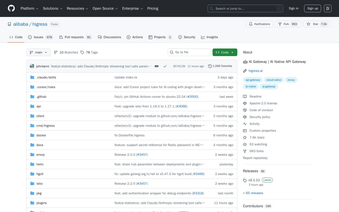 GitHub - alibaba/higress: 🤖 AI Gateway | AI Native API Gateway