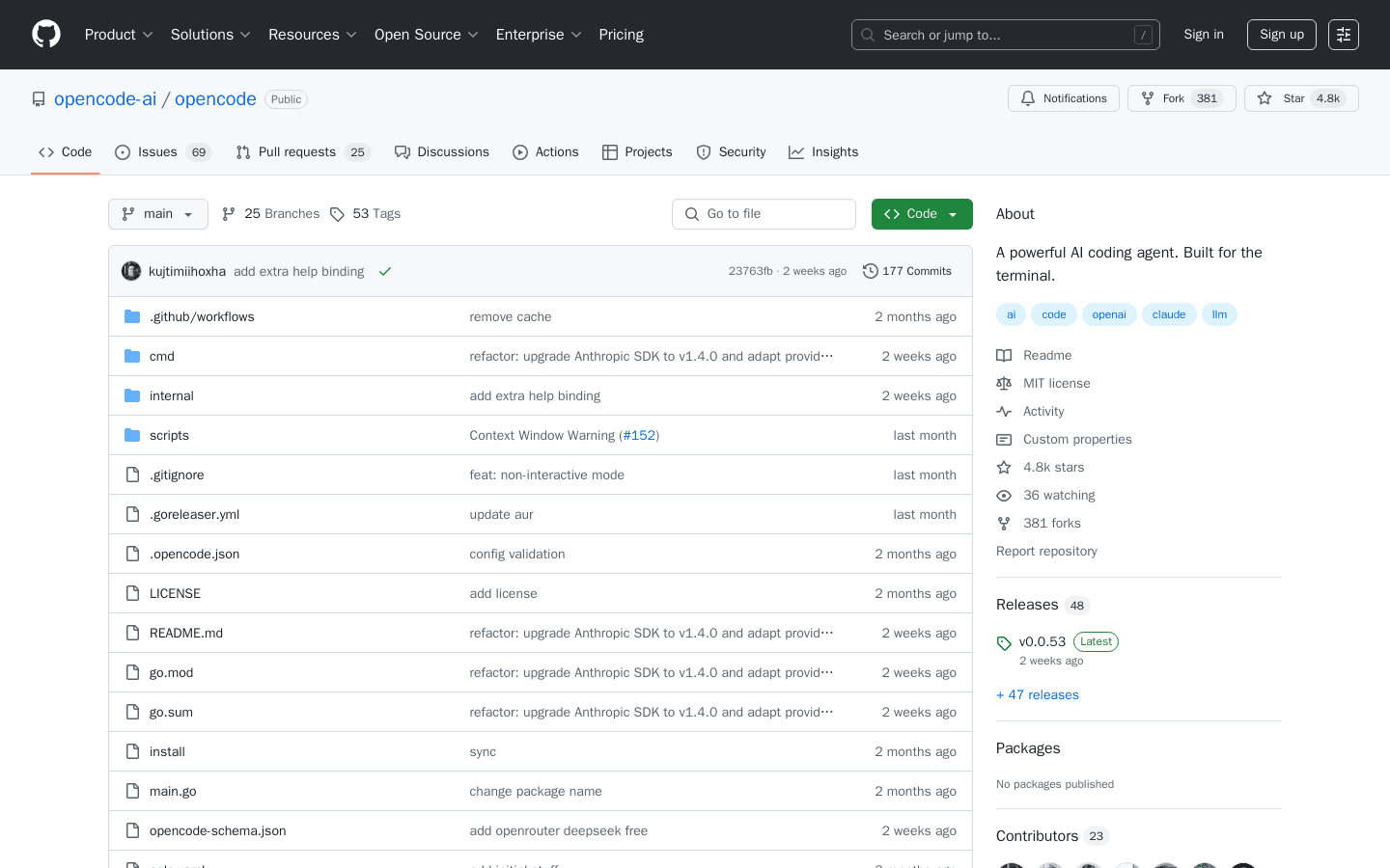 GitHub - opencode-ai/opencode: A powerful AI coding agent. Built for the terminal.