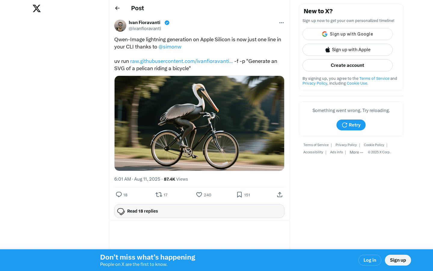 Qwen-Image lightning generation on Apple Silicon