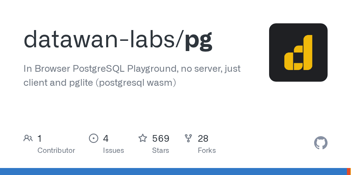 GitHub - datawan-labs/pg: In Browser PostgreSQL Playground, no server, just client and pglite (postgresql wasm)