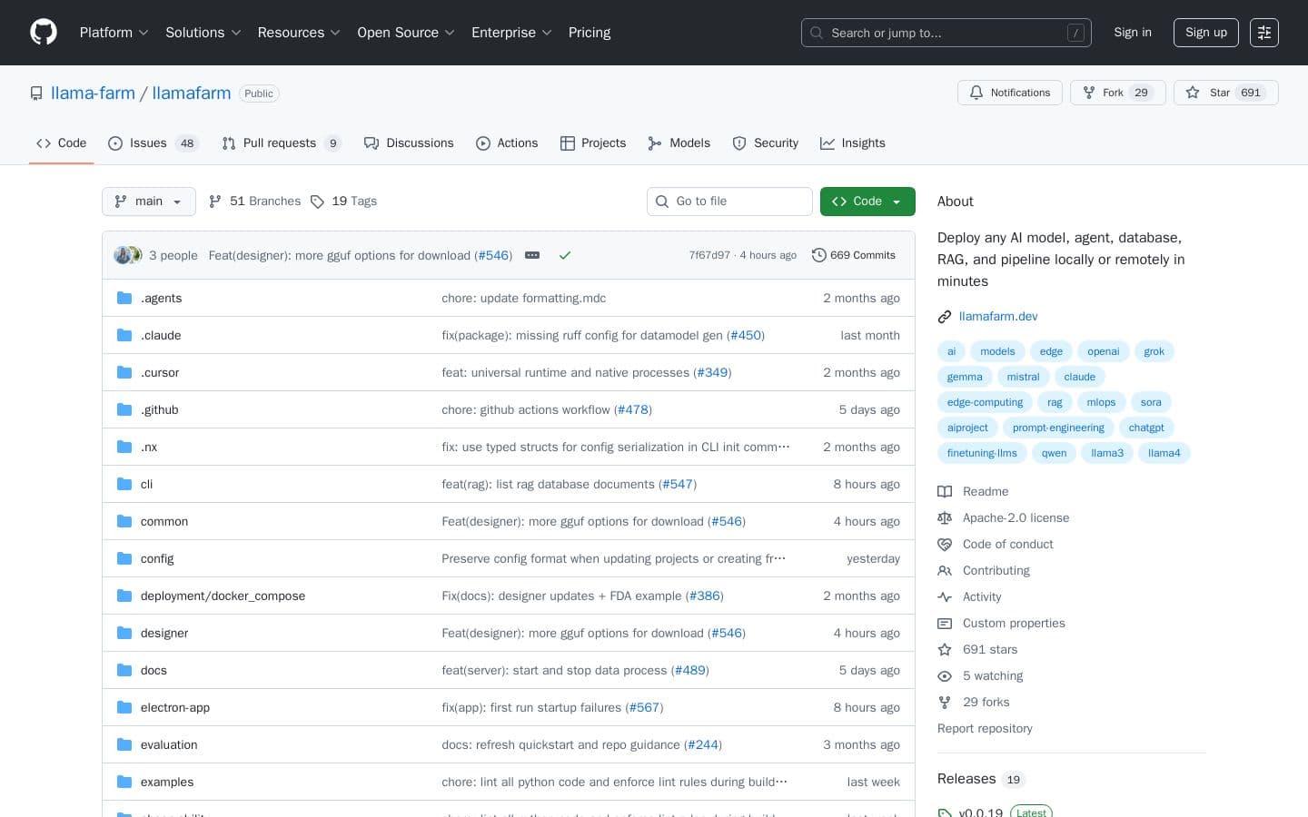 GitHub - llama-farm/llamafarm: Deploy any AI model, agent, database, RAG, and pipeline locally or remotely in minutes