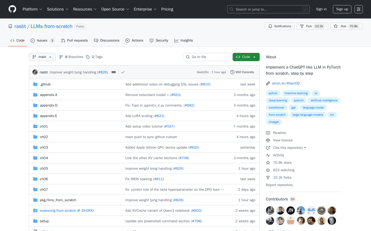 GitHub - rasbt/LLMs-from-scratch: Implement a ChatGPT-like LLM in PyTorch from scratch, step by step
