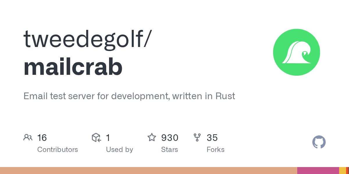 Preview of GitHub - tweedegolf/mailcrab: Email test server for development, written in Rust
