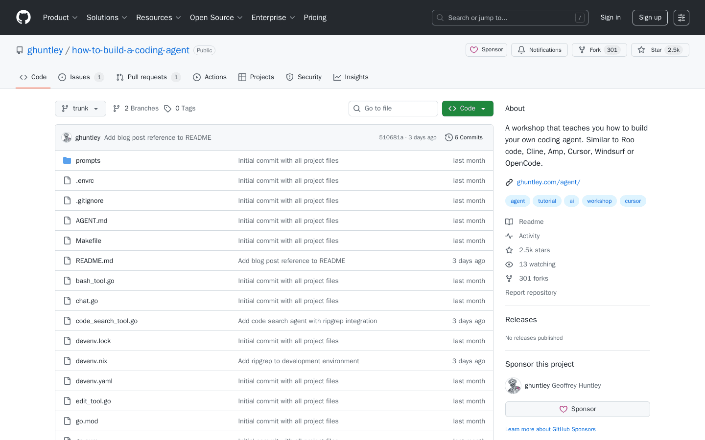 GitHub - ghuntley/how-to-build-a-coding-agent: A workshop that teaches you how to build your own coding agent. Similar to Roo code, Cline, Amp, Cursor, Windsurf or OpenCode.