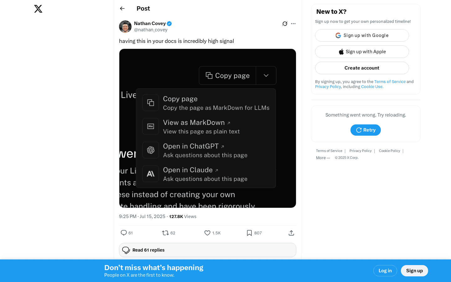 Nathan Covey on X: “having this in your docs is incredibly high signal https://t.co/Z5HtOGEhu3” / X