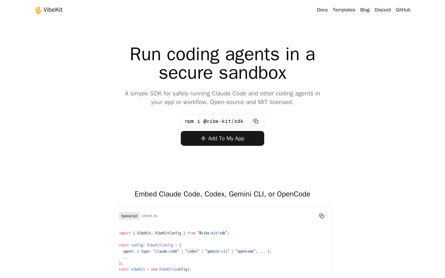 VibeKit - Run Coding Agents in a Secure Sandbox