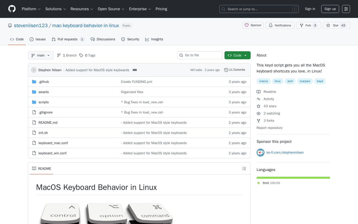 GitHub - stevenilsen123/mac-keyboard-behavior-in-linux: This keyd script gets you all the MacOS keyboard shortcuts you love, in Linux!