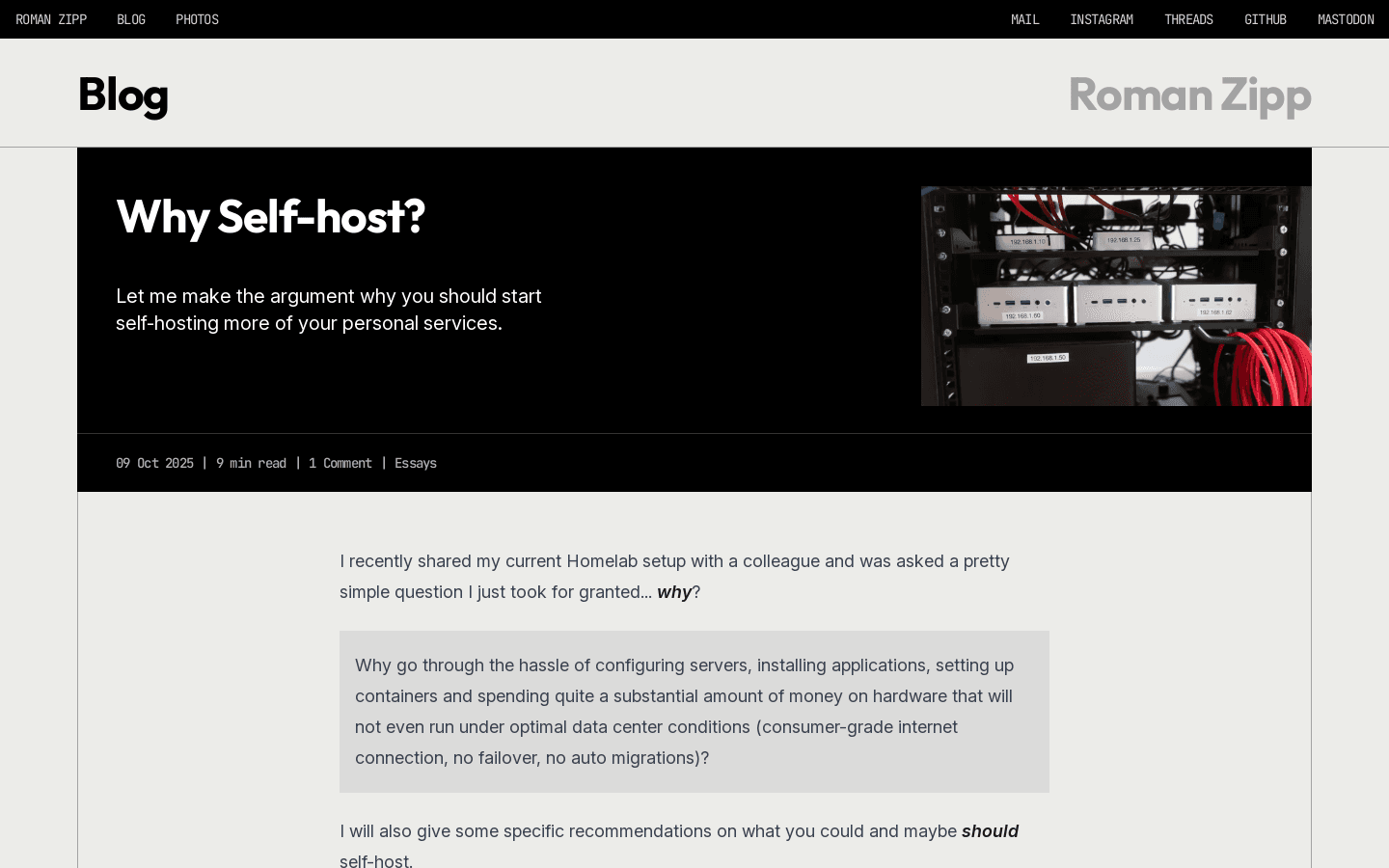 Why self-host? Current options for email, caldav, images, and more